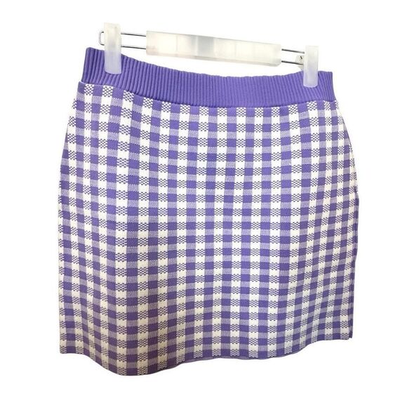 NWT Primark Gingham Check Co-ord Crop Tank & Mini Skirt Set Lilac White Large - Picture 2 of 4